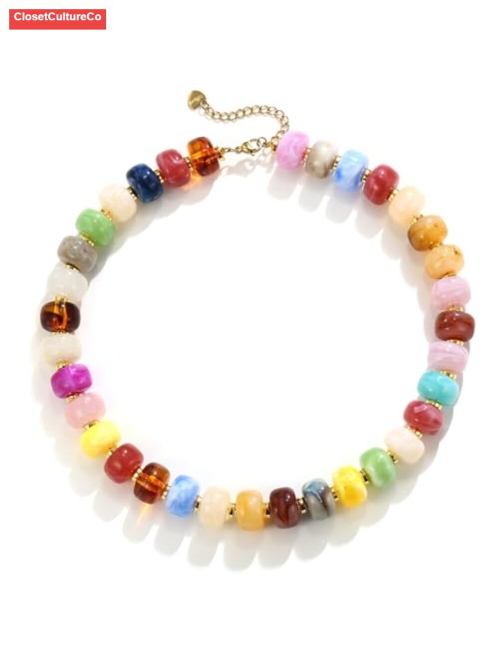 Boho Chunky Resin Beaded Choker Adjustable Surfer Necklace